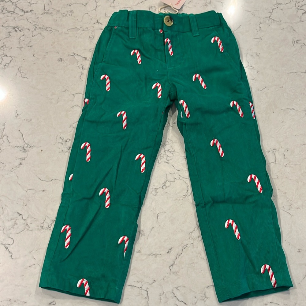 Smockingbird 2T toddler boy Christmas candy cane corduroy pants